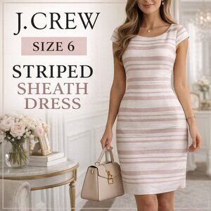 J. CREW Double Stripe Cap-Sleeve Lined Sheath Dress, Size 6